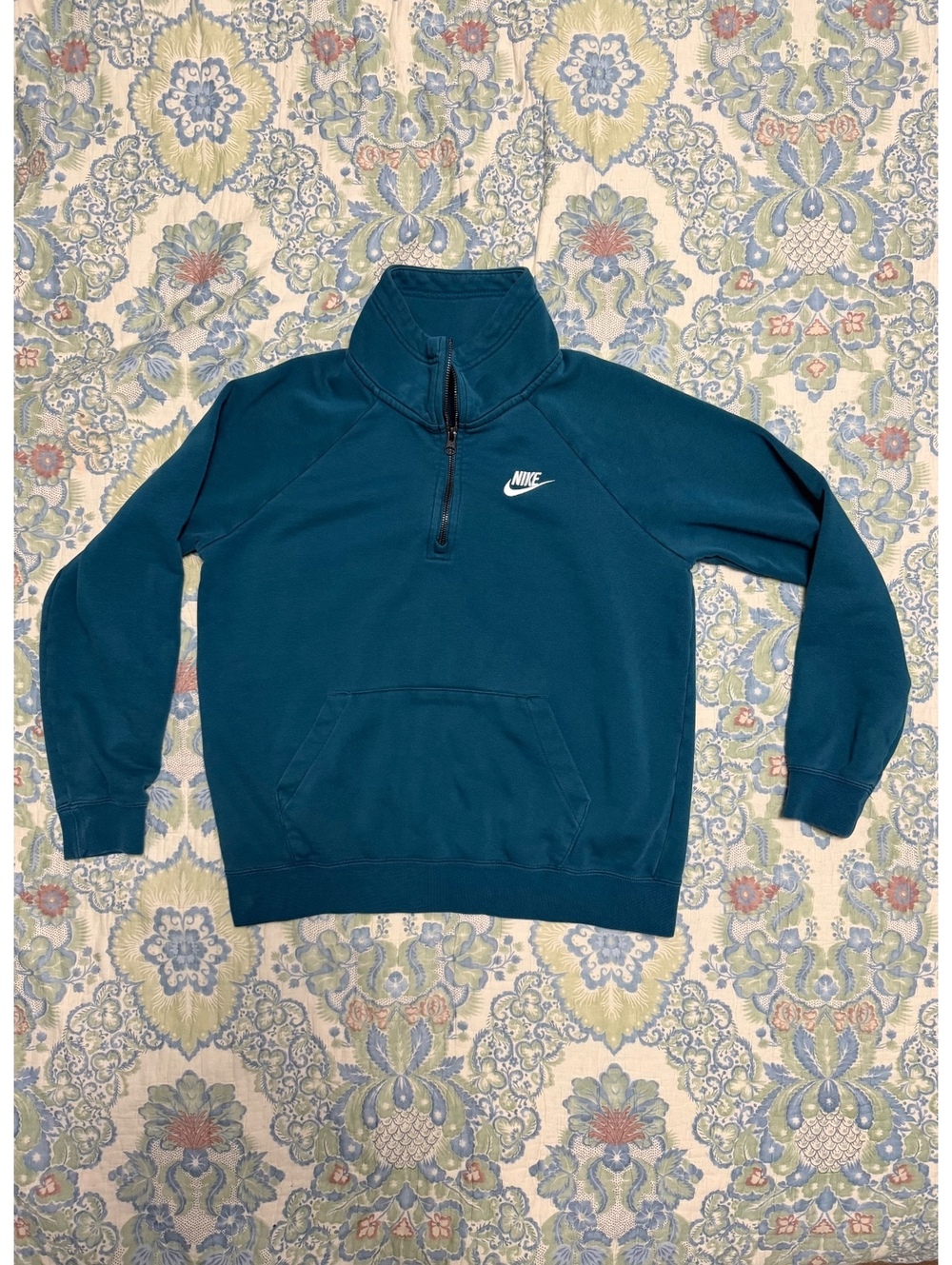Nike Teal Blue Quarter Zip Pullover Sweatshirt Size S - Picture 4 of 11